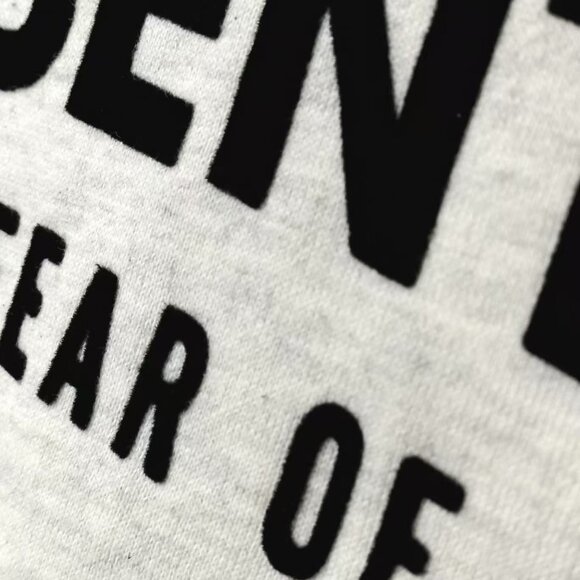 Fear of God Essentials SS22 Light Oatmeal Logo Flocked Hooded Sweatshirt for Men - Picture 9 of 9